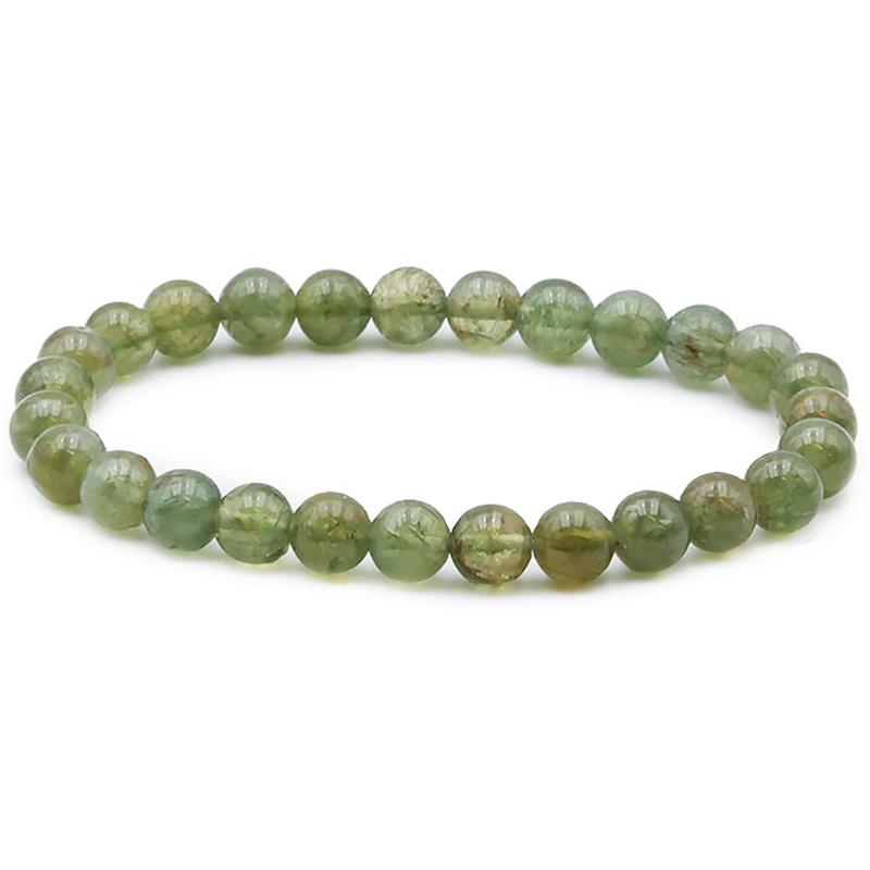 Bracelet apatite verte Madagascar A (boules 5 - 6mm) - La Boite à Cailloux