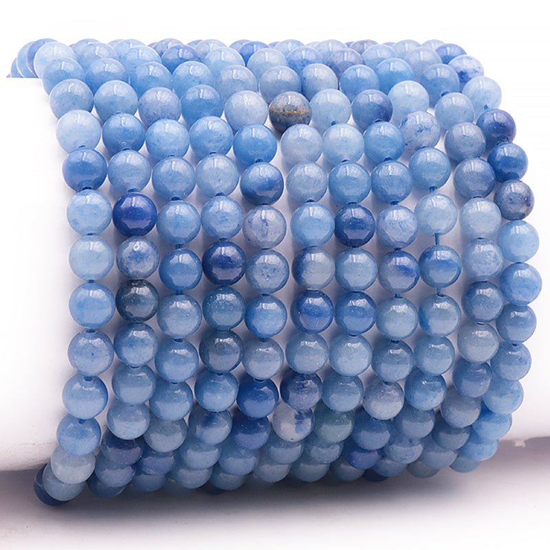Bracelet aventurine bleue ou quartz bleu Brésil A (boules 5 - 6mm) - La Boite à Cailloux