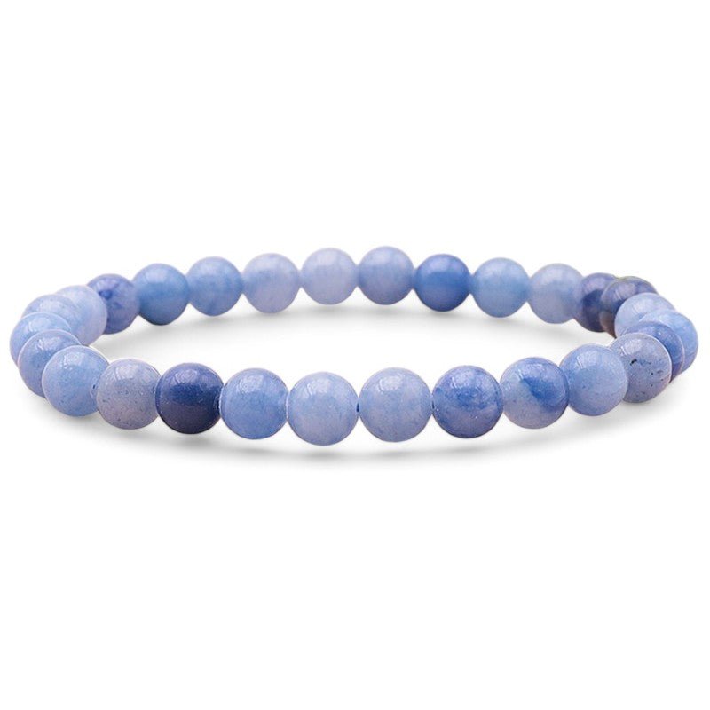 Bracelet aventurine bleue ou quartz bleu Brésil A (boules 5 - 6mm) - La Boite à Cailloux