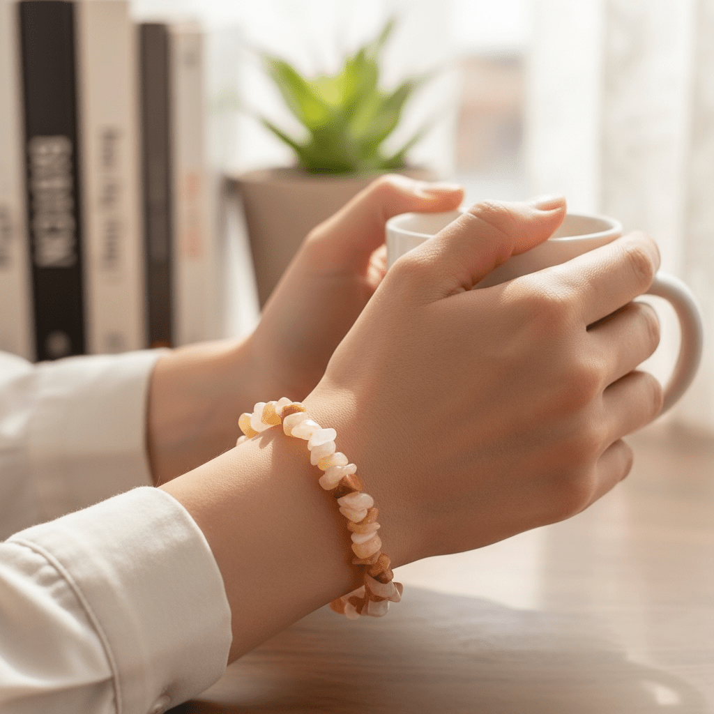 Bracelet aventurine jaune Brésil A (perles baroques) - La Boite à Cailloux