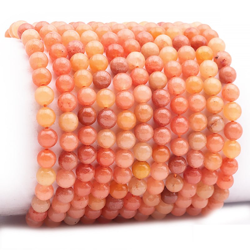 Bracelet aventurine orange Brésil A+ (boules 5 - 6mm) - La Boite à Cailloux