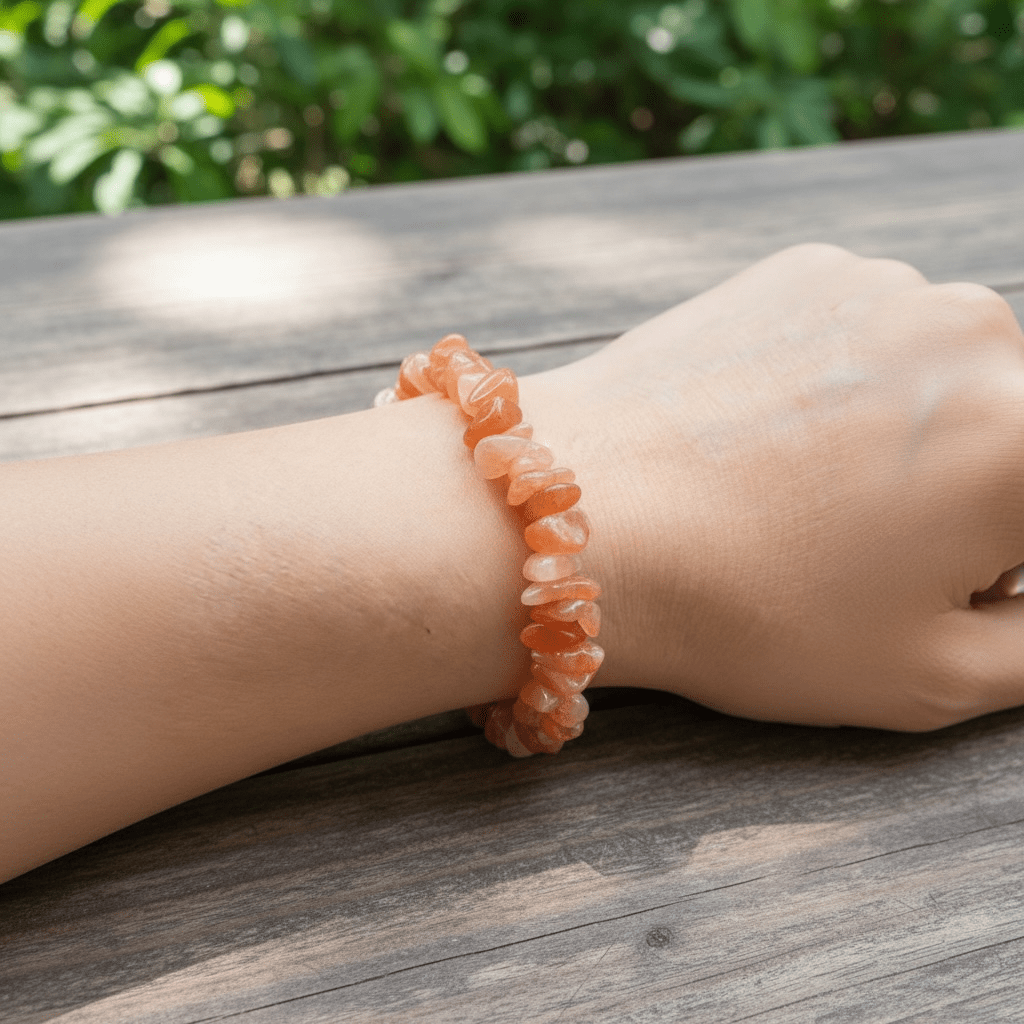 Bracelet aventurine orange Brésil A (perles baroques) - La Boite à Cailloux