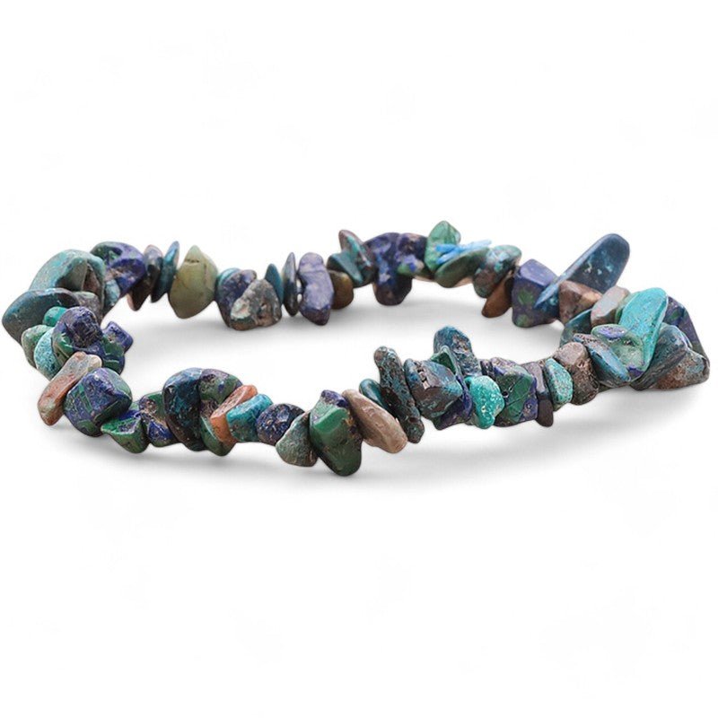 Bracelet azurite - malachite chrysocolle Congo A (perles baroques) - La Boite à Cailloux