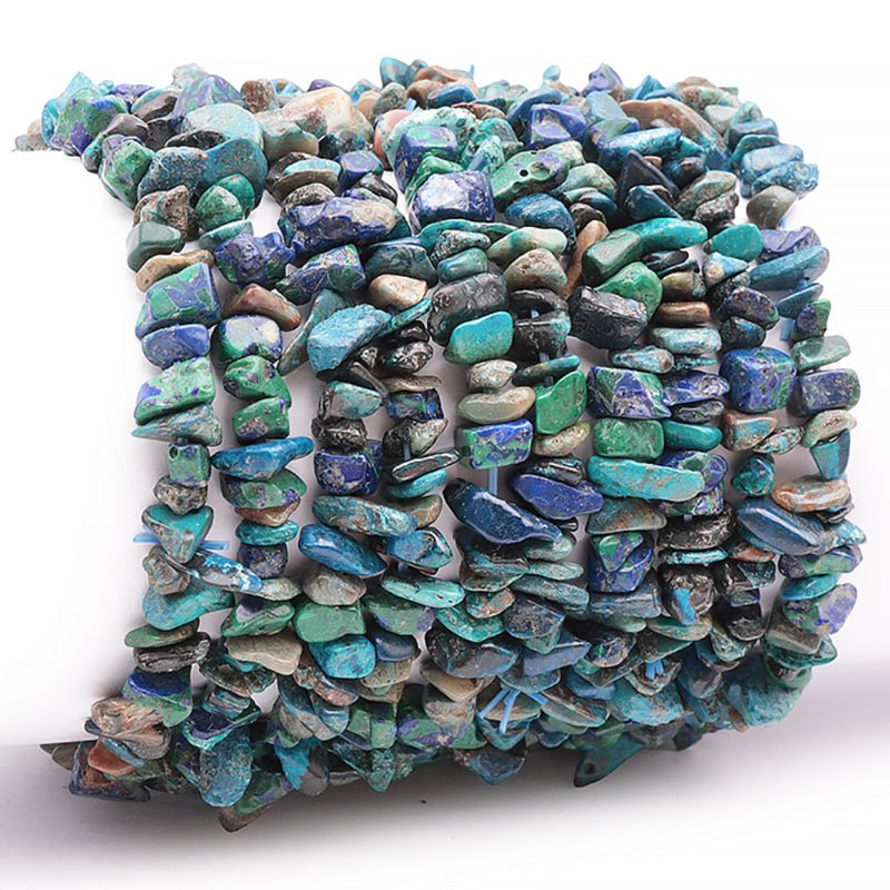 Bracelet azurite - malachite chrysocolle Congo A (perles baroques) - La Boite à Cailloux