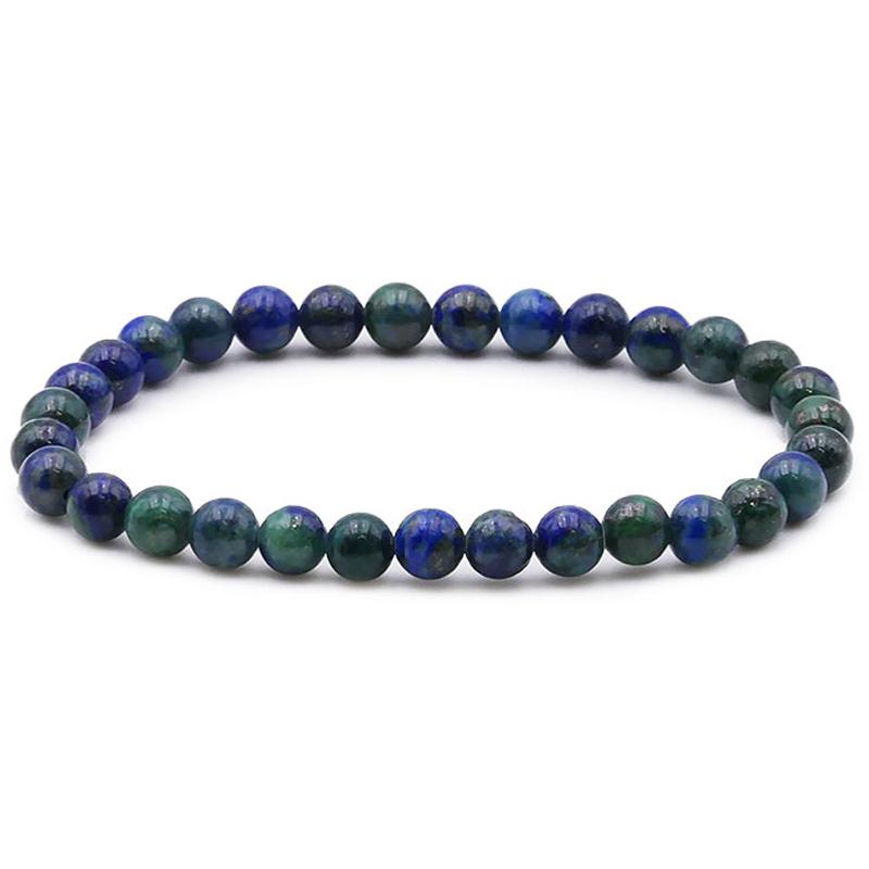 Bracelet azurite - malachite stabilisée Chine A (boules 5 - 6mm) - La Boite à Cailloux