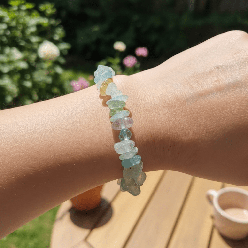 Bracelet béryls multicolores Brésil AA+ (perles baroques) - La Boite à Cailloux