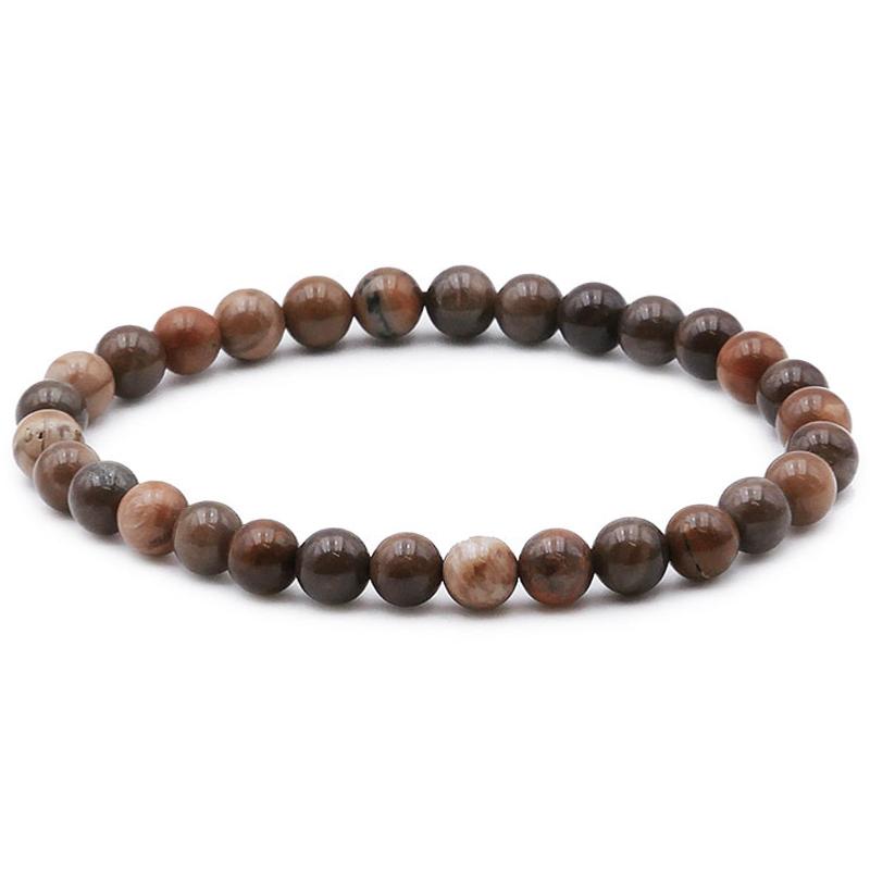 Bracelet bois fossilisé Etats - Unis A (boules 5 - 6mm) - La Boite à Cailloux