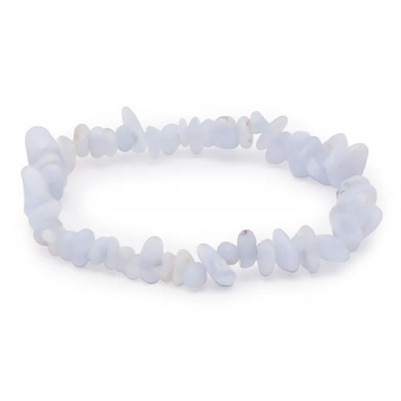 Bracelet calcédoine bleue Namibie AA (perles baroques) - La Boite à Cailloux