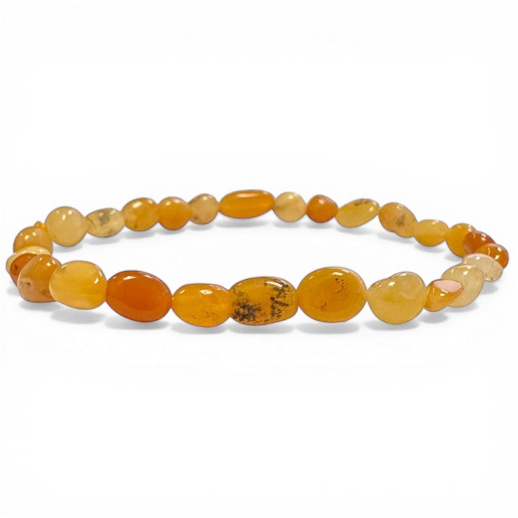 Bracelet calcite orange Mexique A (grains 5 - 7mm) - La Boite à Cailloux
