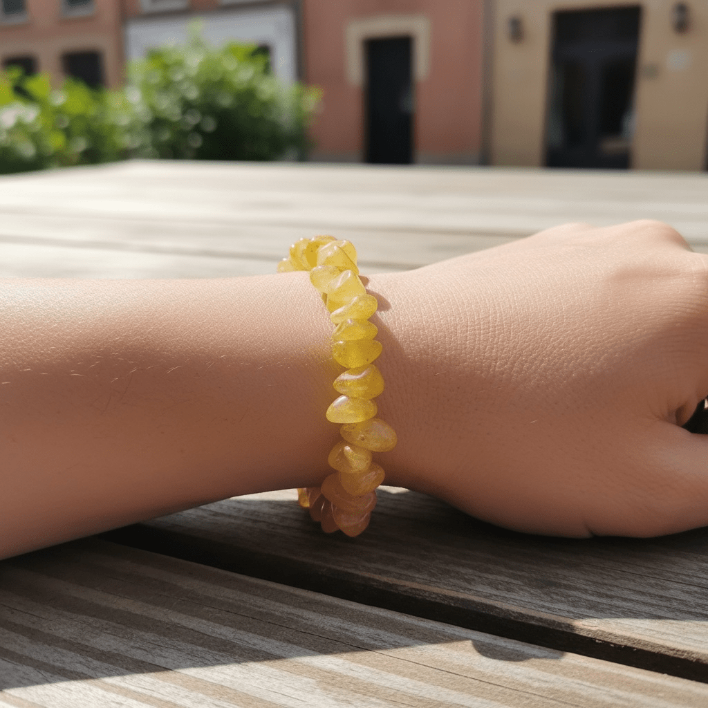 Bracelet calcite orange Mexique A (perles baroques) - La Boite à Cailloux