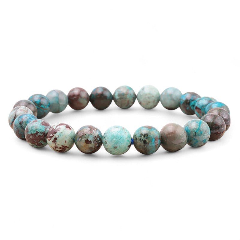 Bracelet chrysocolle Pérou A (boules 9 - 10mm) - La Boite à Cailloux