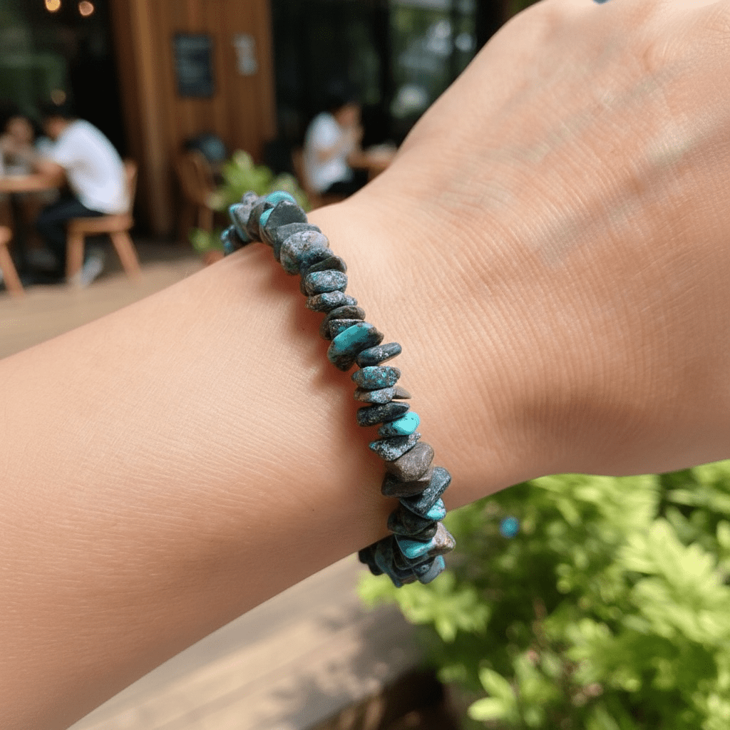 Bracelet chrysocolle Pérou AA (perles baroques) - La Boite à Cailloux