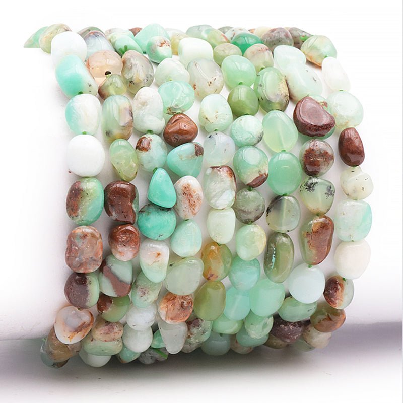 Bracelet chrysoprase Australie A (grains 5 - 7mm) - La Boite à Cailloux
