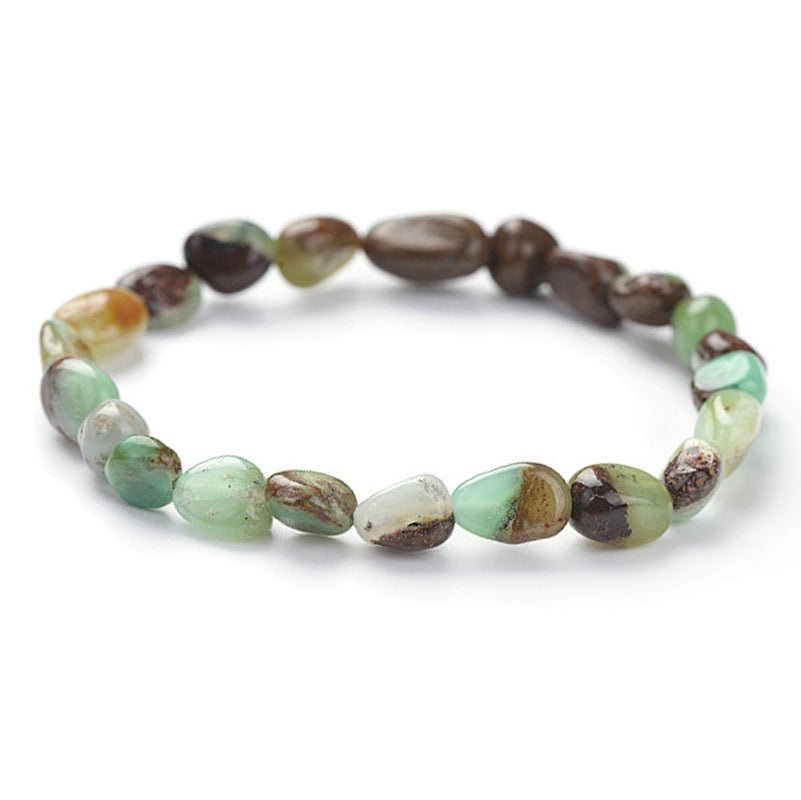Bracelet chrysoprase Australie A (grains 5 - 7mm) - La Boite à Cailloux