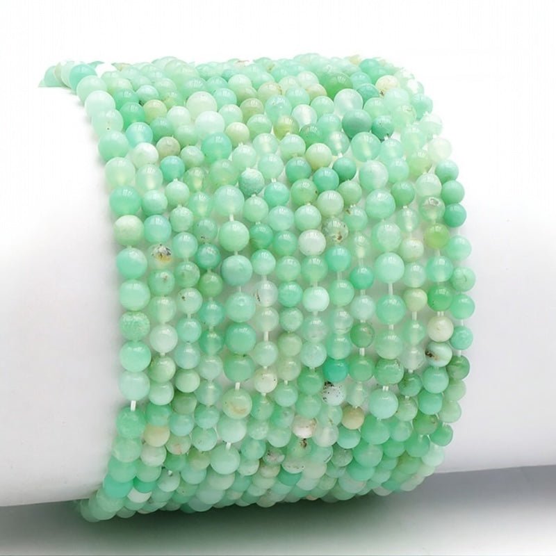 Bracelet Chrysoprase Australie AA+ (boules 3 - 4mm) - La Boite à Cailloux