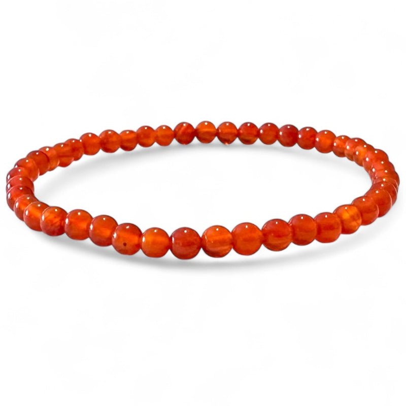Bracelet cornaline chauffée Brésil A (boules 3 - 4mm) - La Boite à Cailloux