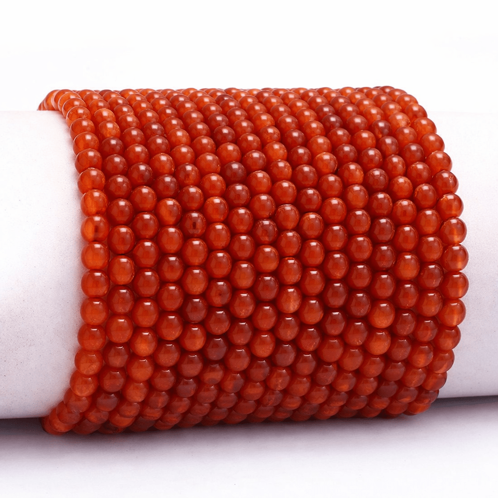Bracelet cornaline chauffée Brésil A (boules 3 - 4mm) - La Boite à Cailloux