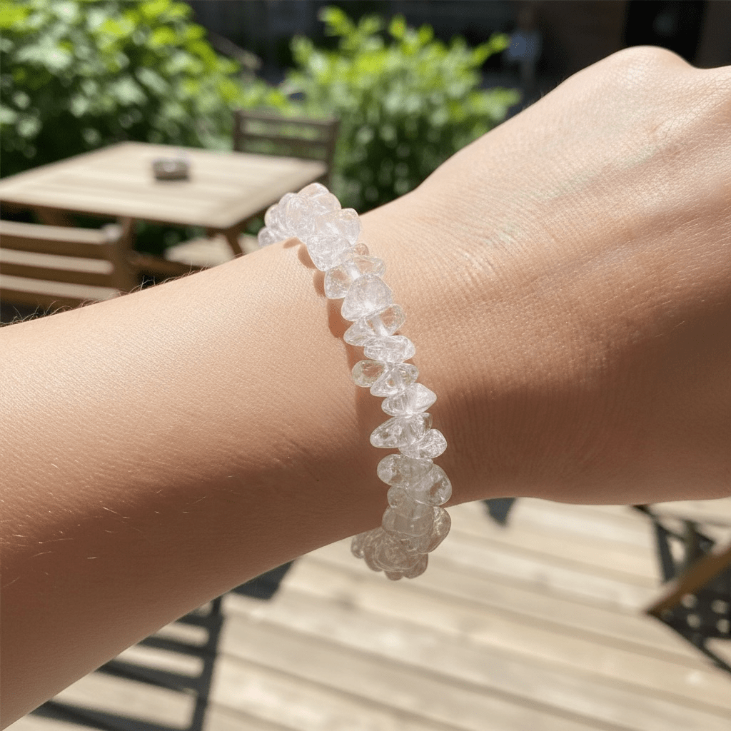 Bracelet cristal de roche Brésil A (perles baroques) - La Boite à Cailloux