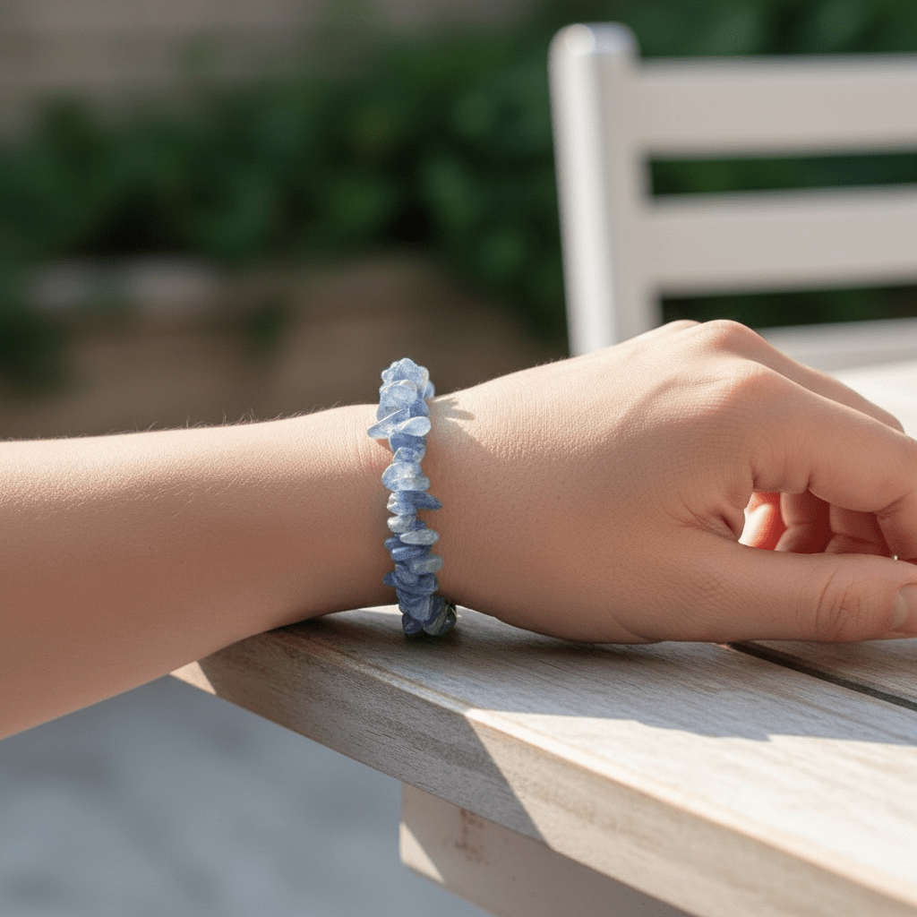 Bracelet cyanite bleue ou disthène Inde A (perles baroques) - La Boite à Cailloux