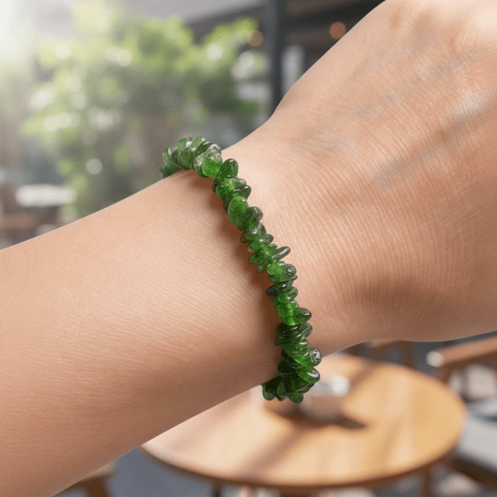 Bracelet diopside Etats - Unis A+ (perles baroques) - La Boite à Cailloux