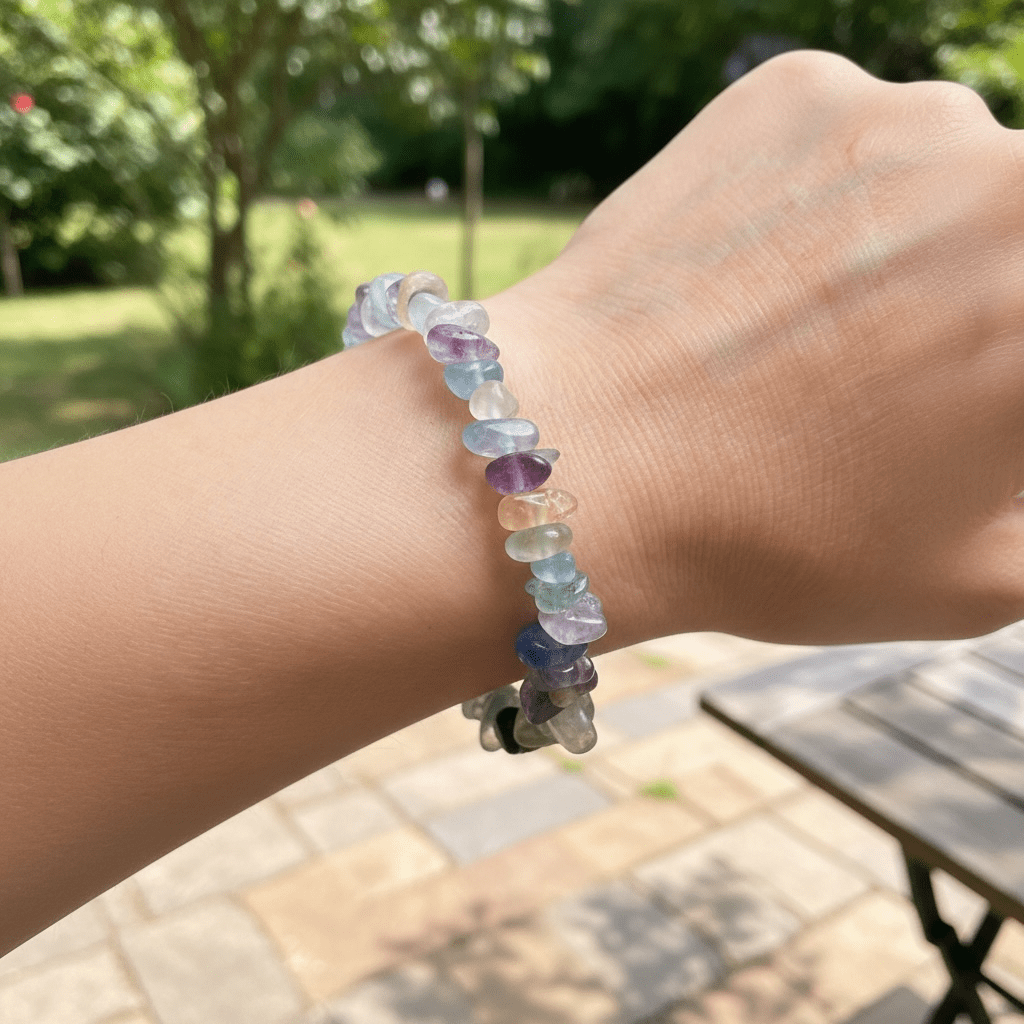 Bracelet fluorine multicolore Chine AA (perles baroques) - La Boite à Cailloux
