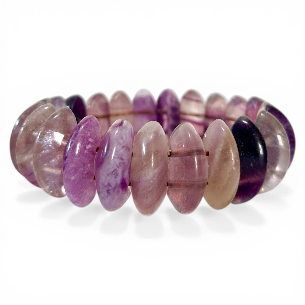 Bracelet fluorine violette Chine A (pierres taillées) - La Boite à Cailloux