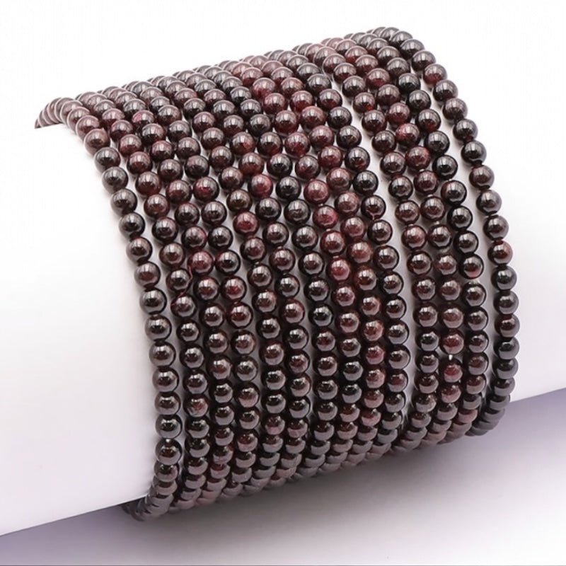 Bracelet grenat rouge almandin Pakistan A (boules 3 - 4mm) - La Boite à Cailloux