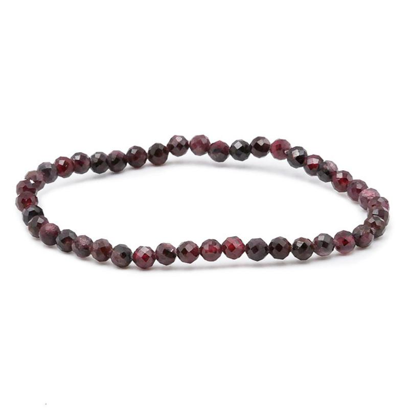 Bracelet grenat rouge almandin Pakistan A perles facettées 3 - 4mm - La Boite à Cailloux