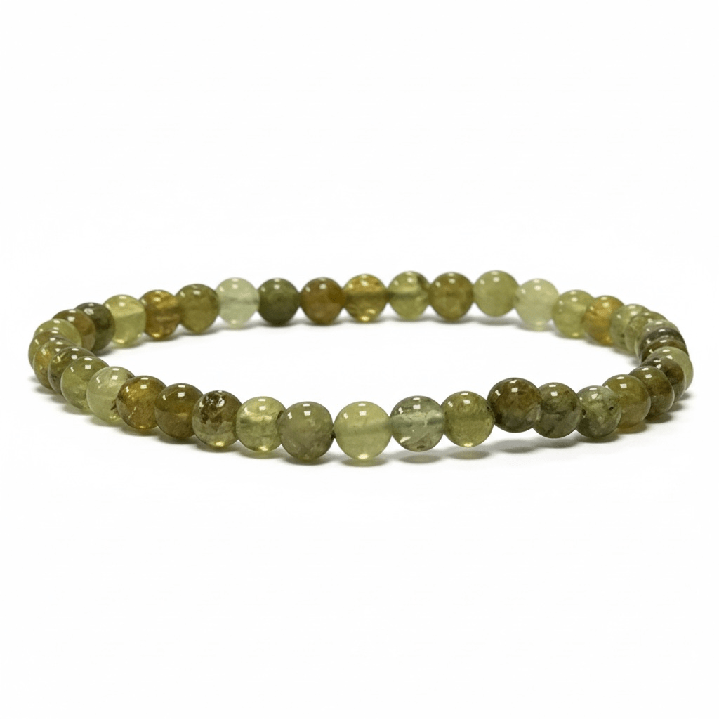 Bracelet grenat vert (grossulaire) Mali A+ (boules 3 - 4mm) - La Boite à Cailloux
