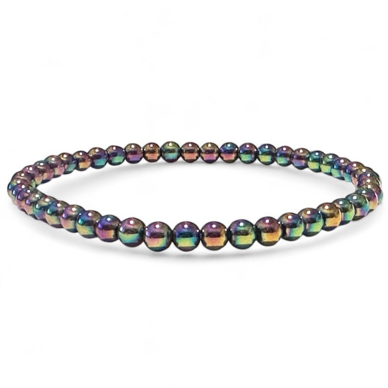 Bracelet Hématite arc en ciel Chine A (boules 3 - 4mm) - La Boite à Cailloux