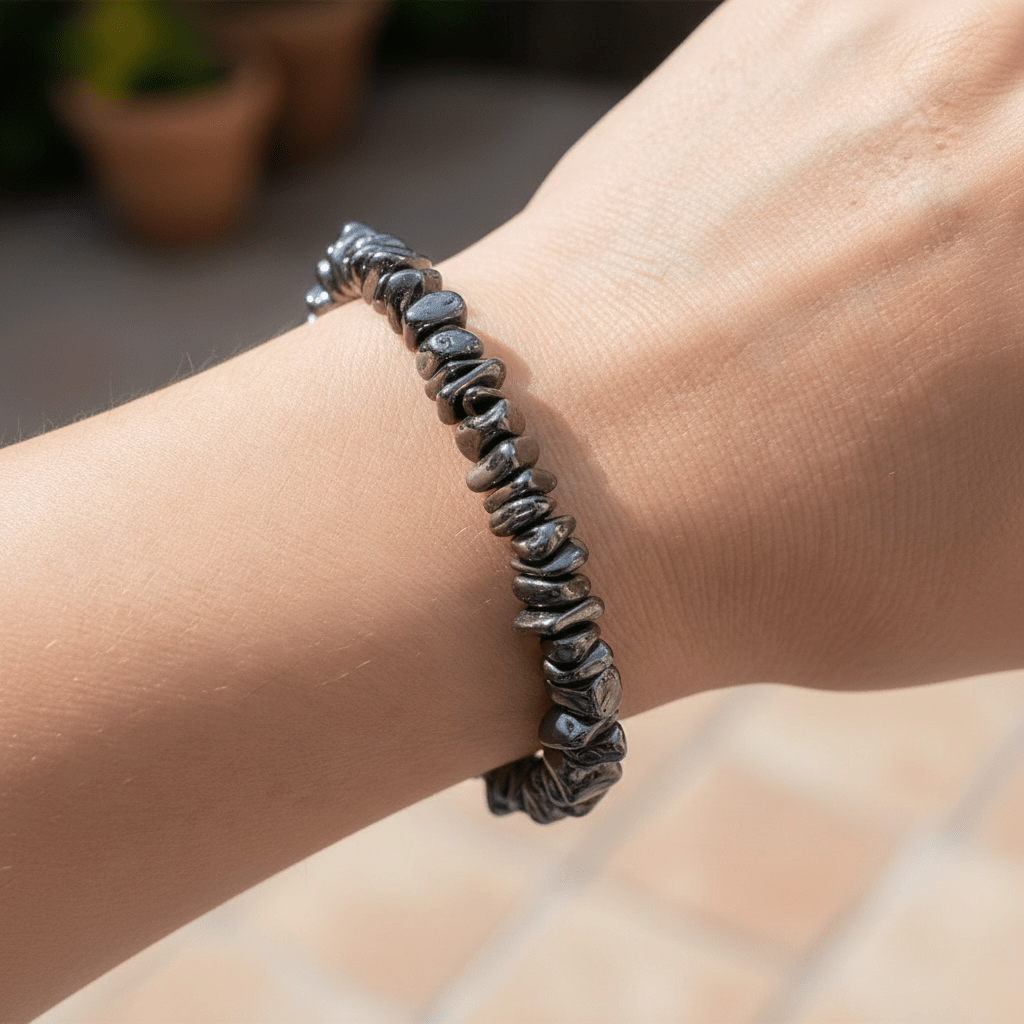 Bracelet Hématite Chine A (perles baroques) - La Boite à Cailloux