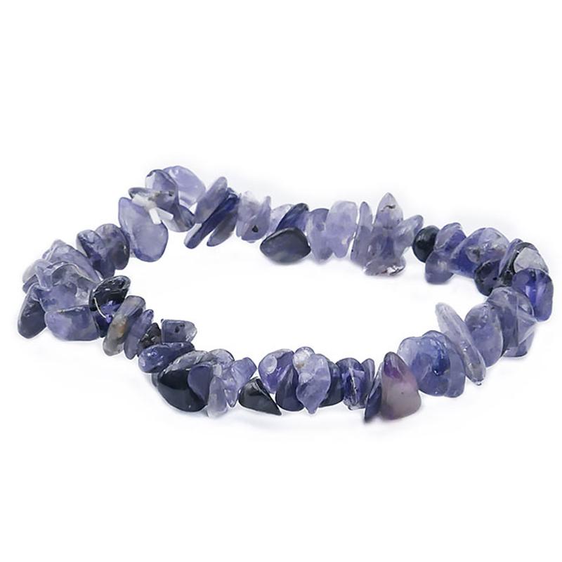 Bracelet iolite (cordiérite) Inde A+ (perles baroques) - La Boite à Cailloux