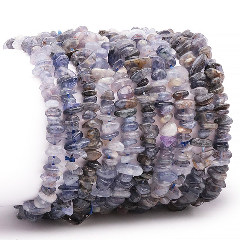 Bracelet iolite (cordiérite) Inde A+ (perles baroques) - La Boite à Cailloux