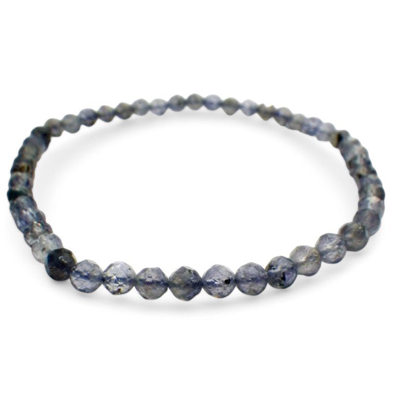 Bracelet iolite Inde A (perles facettées 3 - 4mm) - La Boite à Cailloux