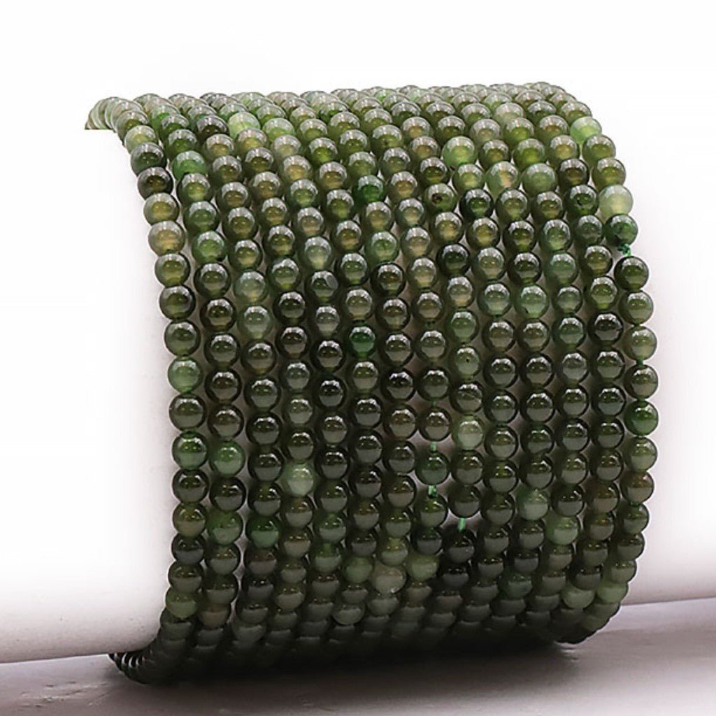 Bracelet jade néphrite Canada AA (boules 3 - 4mm) - La Boite à Cailloux