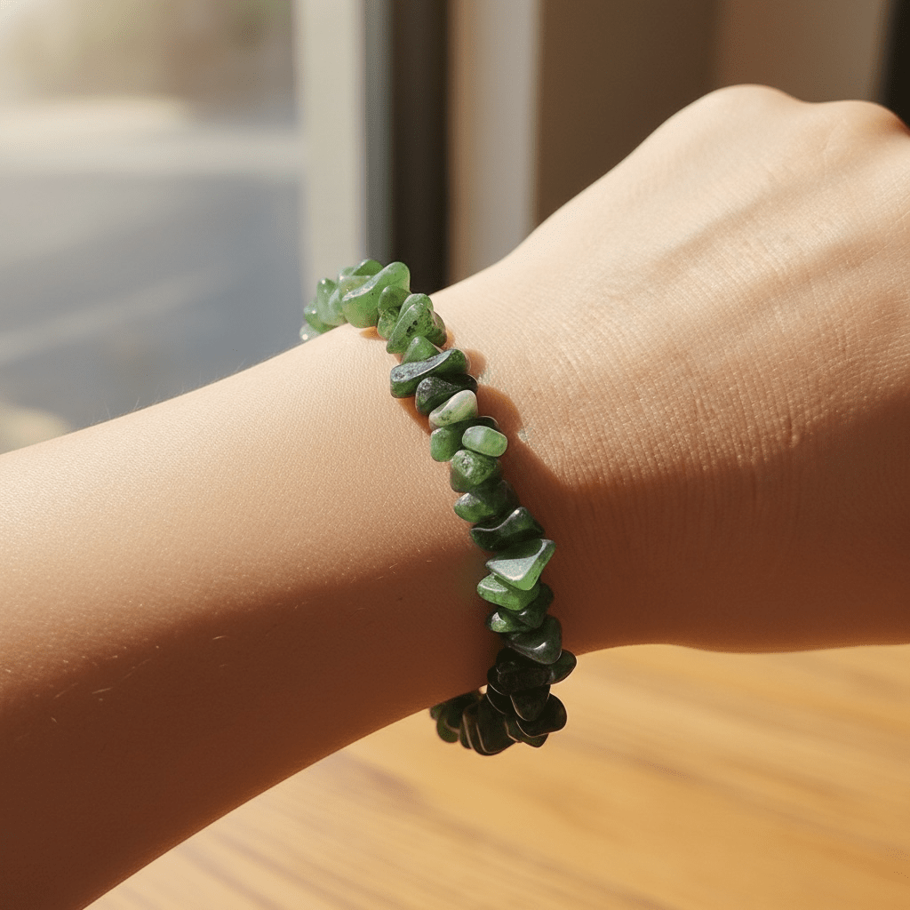 Bracelet jade néphrite Canada AA (perles baroques) - La Boite à Cailloux