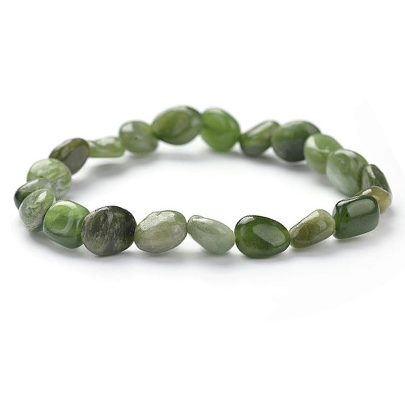 Bracelet jade néphrite Canada (grains 5 - 7mm) - La Boite à Cailloux