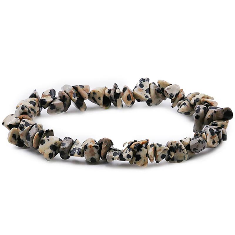 Bracelet jaspe dalmatien Mexique A (perles baroques) - La Boite à Cailloux