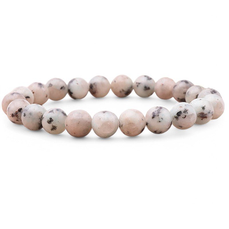 Bracelet jaspe kiwi Chine A (boules 7 - 8mm) - La Boite à Cailloux
