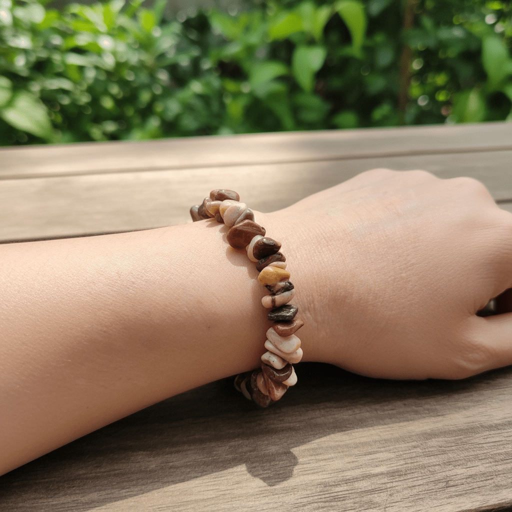 Bracelet jaspe mokaite Australie A (perles baroques) - La Boite à Cailloux