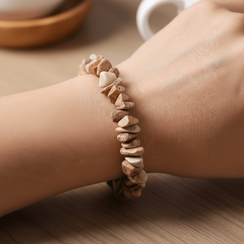 Bracelet jaspe paysage Namibie A (perles baroques) - La Boite à Cailloux
