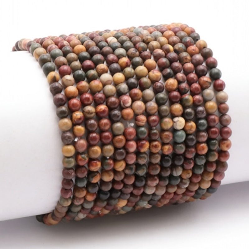 Bracelet jaspe polychrome Madagascar AA (boules 3 - 4mm) - La Boite à Cailloux