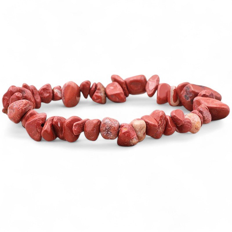 Bracelet jaspe rouge Afrique du Sud A (perles baroques) - La Boite à Cailloux