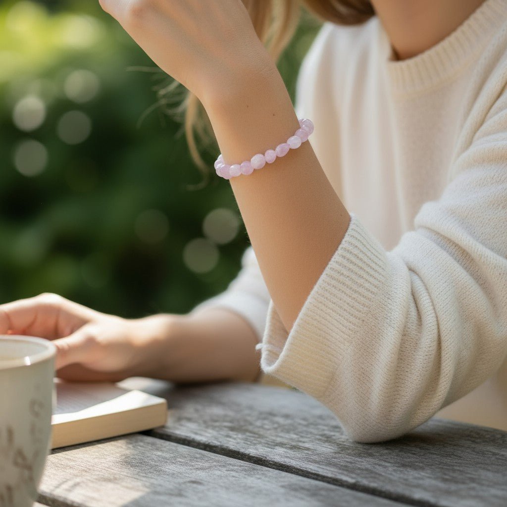 Bracelet Kunzite Brésil A+ (grains 5 - 7mm) - La Boite à Cailloux