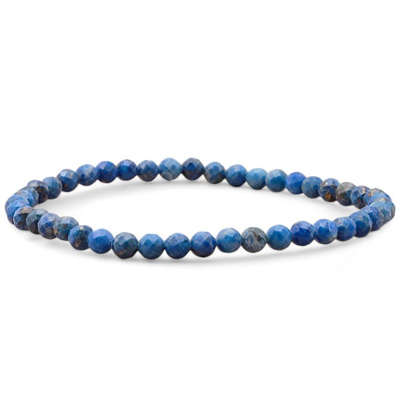 Bracelet lapis lazuli Afghanistan A (perles facettées 3 - 4mm) - La Boite à Cailloux