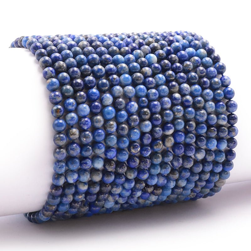 Bracelet lapis lazuli Afghanistan AA (boules de 3 - 4mm) - La Boite à Cailloux