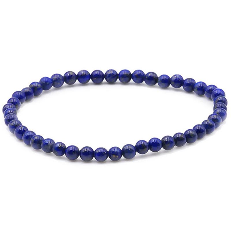 Bracelet lapis lazuli Afghanistan AA (boules de 3 - 4mm) - La Boite à Cailloux