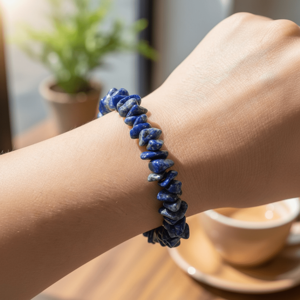 Bracelet lapis lazuli Afghanistan AA (perles baroques) - La Boite à Cailloux