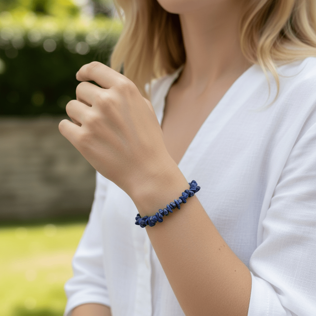 Bracelet lapis lazuli Afghanistan AA (perles baroques) - La Boite à Cailloux