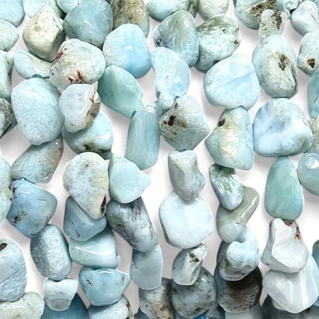 Bracelet larimar République Dominicaine A (grains 5 - 7mm) - La Boite à Cailloux